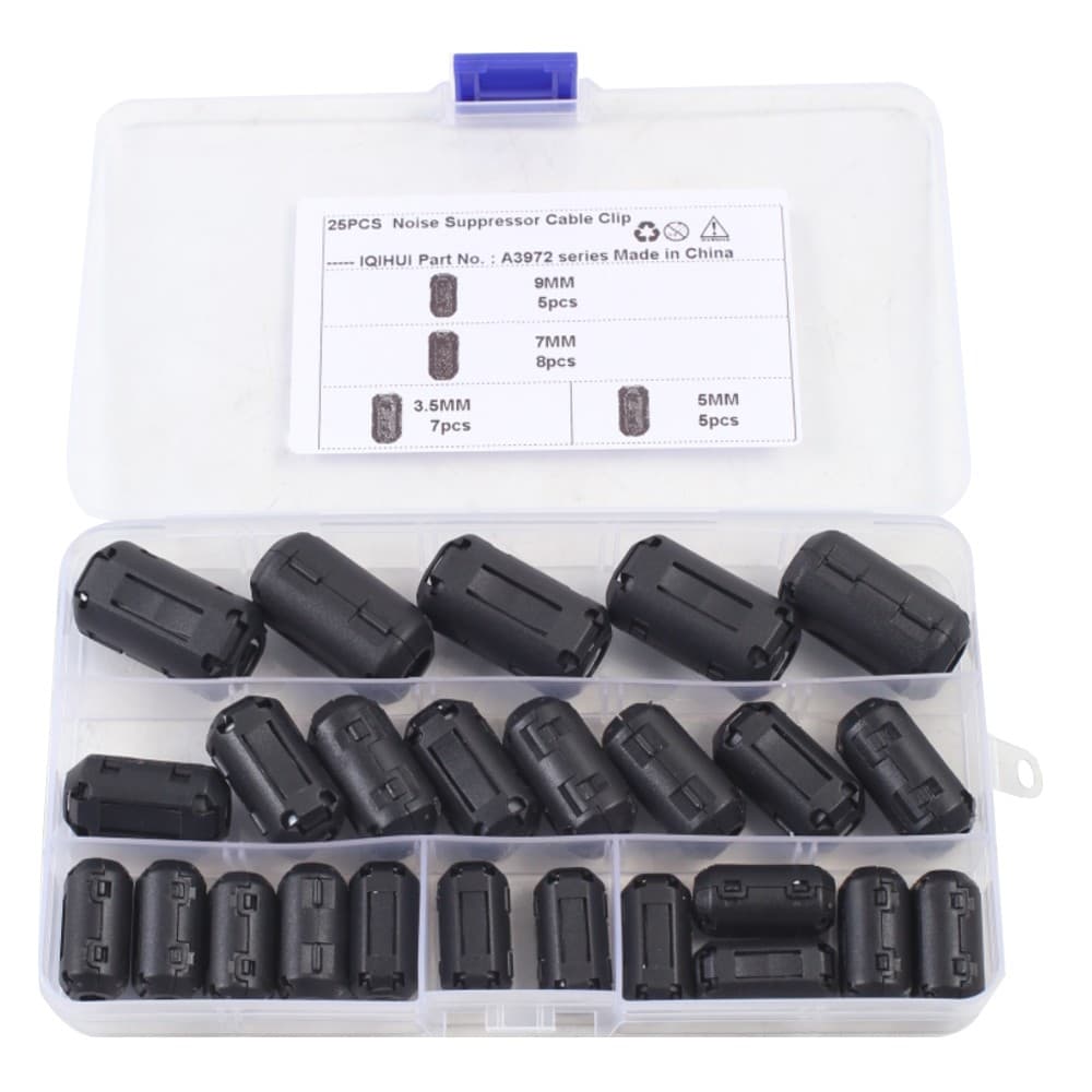 Ferrite Core Ring Kit 25x Clip On Noise Filters Clamp Cable Connector Suppressor