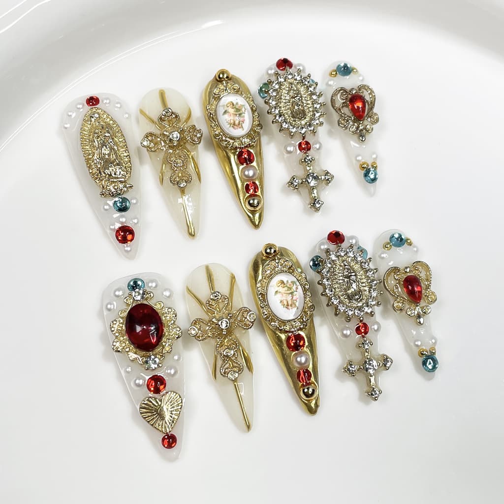 Luxurious Retro Religious Style Long Nail Stickers