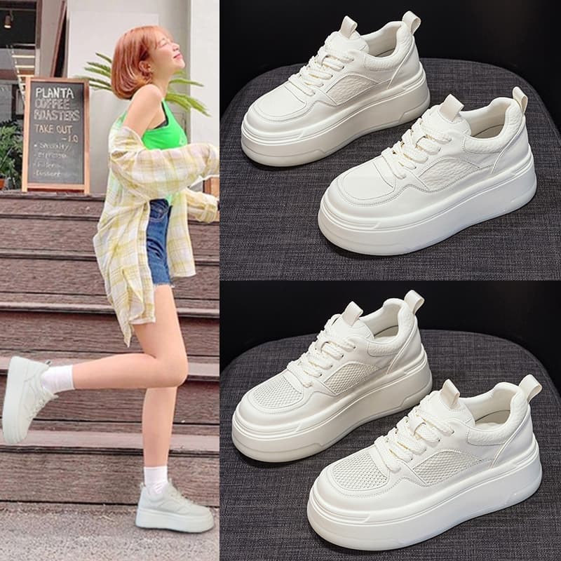 Platform Non-slip Sneakers With Thick Soles For A Height-boosting Casual Look