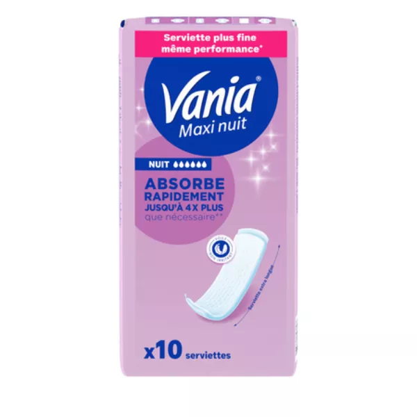 Serviette Hygiènique Maxi Nuit x10 - VANIA - imagen 1