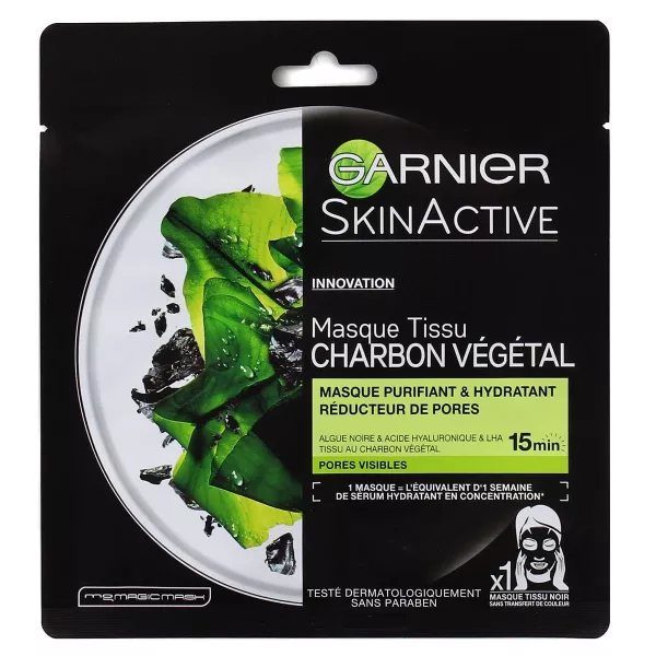 Mascarilla Visage Tissu Charbon Végétal Skinactive - GARNIER - imagen 1