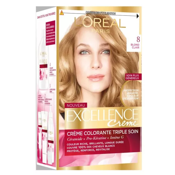 Tinte Cheveux 8 Blond clair EXCELLENCE - L'OREAL - imagen 1