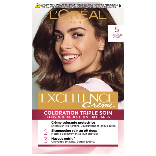 Tinte Cheveux 5 Châtain Clair excellence - L'OREAL - imagen 1