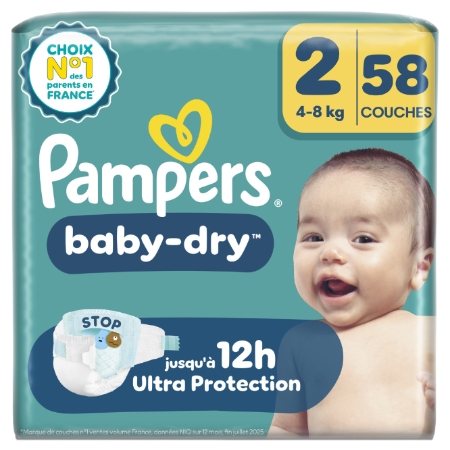 Panales Baby-Dry 4-8kg -Talla 2 x58 — Pampers - imagen 1